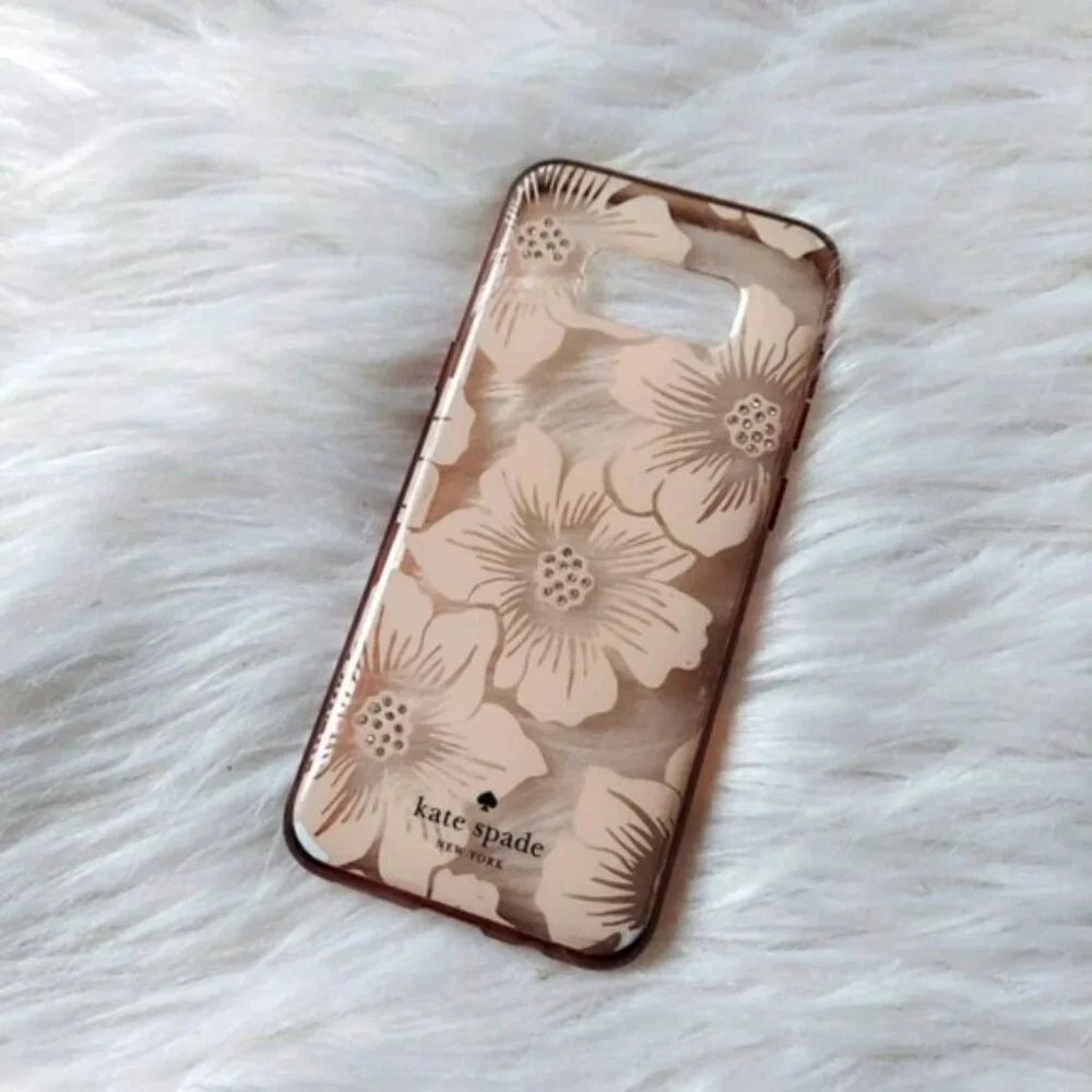 Kate Spade NY | Clear & Cream Bling Floral Phone Case | Size Galaxy S8 Plus